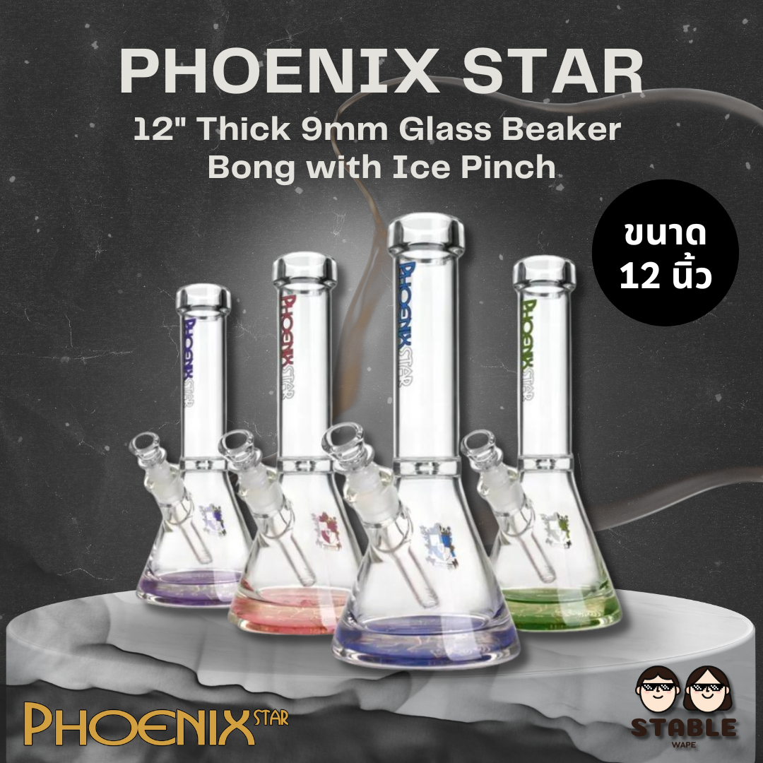 PHOENIX STAR  Thick  Glass Beaker  Bong with Ice Pinch