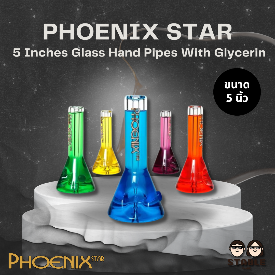 Phoenix Star 5 Inches Glass Hand Pipes With Glycerin